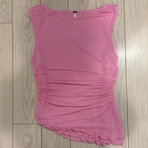 Free People Pink Ruched Tank Top